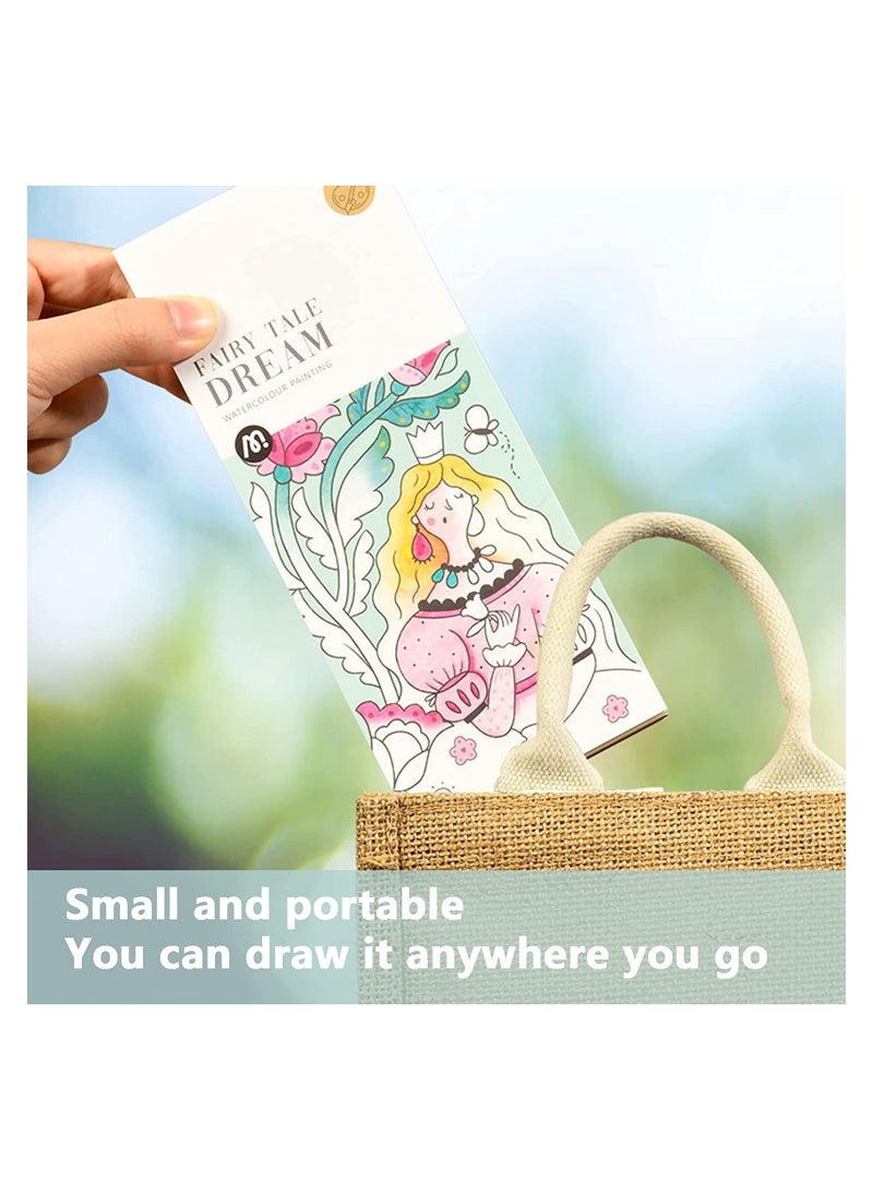 KASTWAVE Pocket Watercolor Painting Book Watercolor Paint Bookmark Kit Pocket Watercolor Book Travel Pocket Watercolor Painting Book for Artist Beginning Students Painters (1Pcs Fairy Tale Dream)  - Image 5