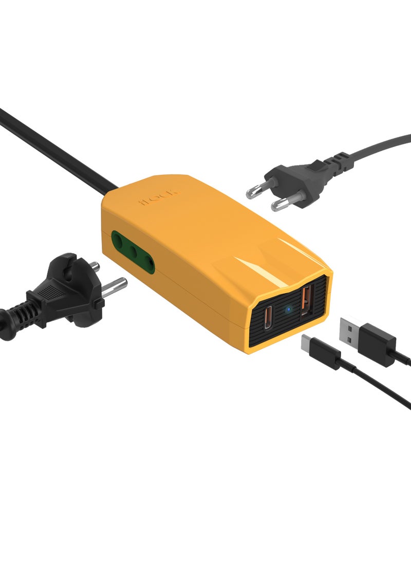 iLOCK Mini Charger PRO  Dual Port (Type-C + Type-A) + 2 Outlets  Fast Charging no.5120 - Image 1