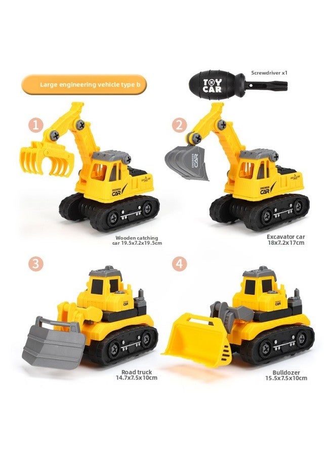 Screw Engineering Car Disassembly Screw Disassembly 2-year-old Boy 4 Suit A Car 3 Children Assembly Toys Female 6 Babies-Color:☆♥☆Large Disassembly And Assembly Engineering Vehicle B Combination 4 Pieces + Screwdriver♥▼  - Image 1