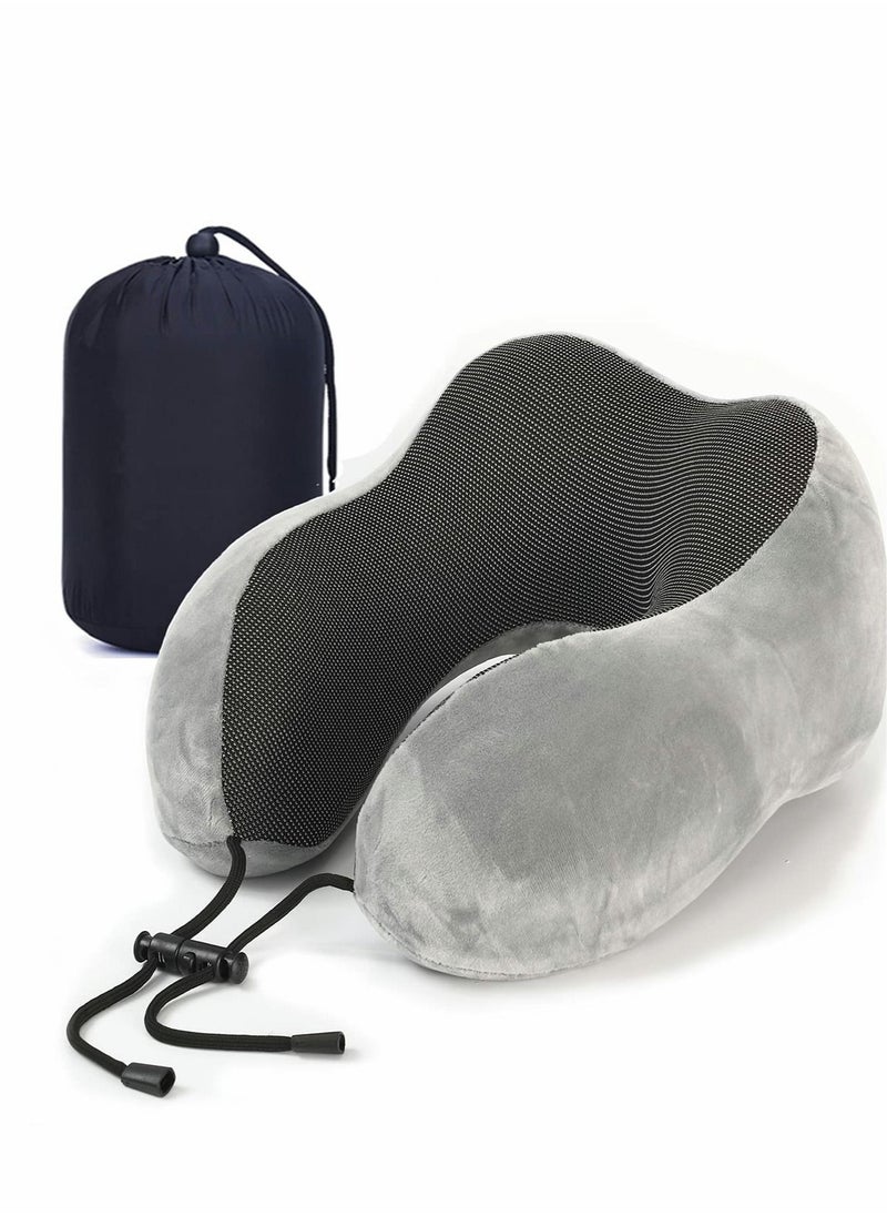 SYOSI - Travel Pillow, Pure Memory Foam Neck Pillow, Comfortable & Breathable Cover, Machine Washable, Airplane Travel, Train, Car & Home Use - Image 1