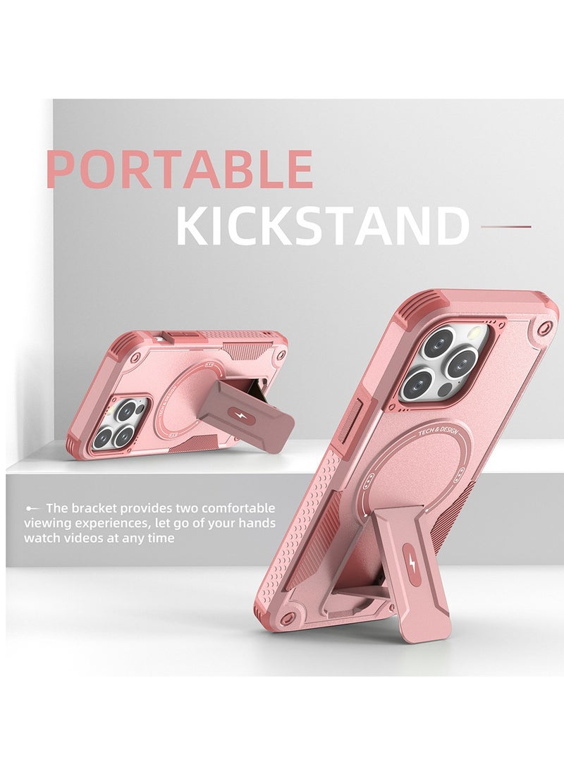 Excefore Magnetic Phone Case, 2023 Latest model Creative Mobile Phone Case with iPhone15 Pro max, Anti-fall Case, Anti-Fingerprint/Skid Cover, PC+TPU, Compatible with MagSafe, Pink - Image 4