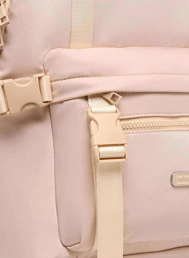 MISSY Solid Backpack with Adjustable Shoulder Straps and Pouch