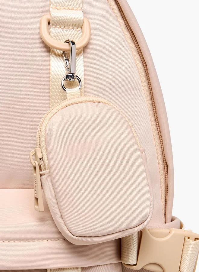 MISSY Solid Backpack with Adjustable Shoulder Straps and Pouch