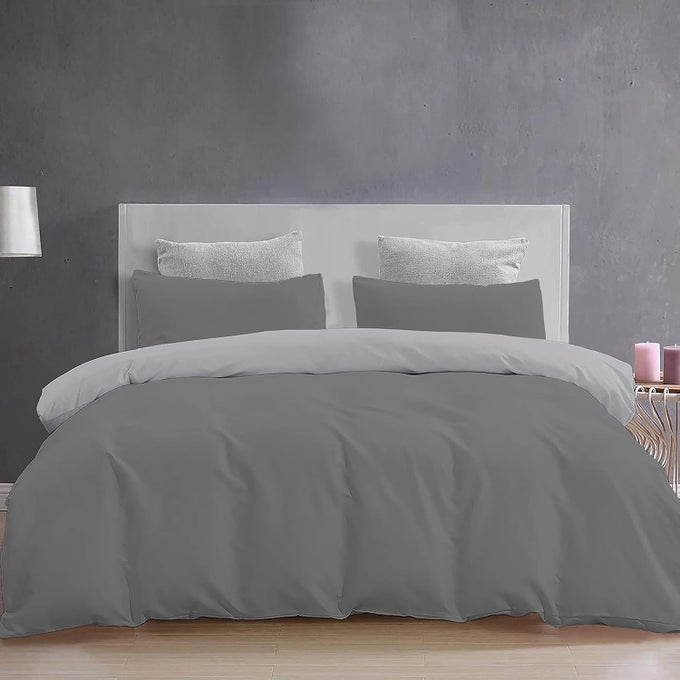 YRM BEDDINGS DUVET COVERS 100 MICROFIBER REVERSIBLE 3PIECE DUVET COVER SET ULTRA SOFT WITH ZIPPER CLOSURE 61X91 INCHES AND 2 PILLOW COVER 18X28 INCHES SINGLE SIZESILVERDARKGREY