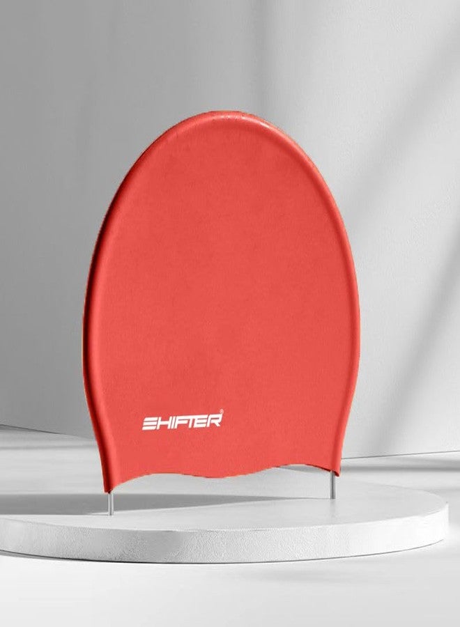 Shifter Latest Long Hair Swim Cap,Waterproof Silicone Swimming Cap for Adult Woman Men,Keeps Hair Clean with Ear Protector Long Lasting Silicone Made Waterproof Swimming Cap (Red) - Image 2