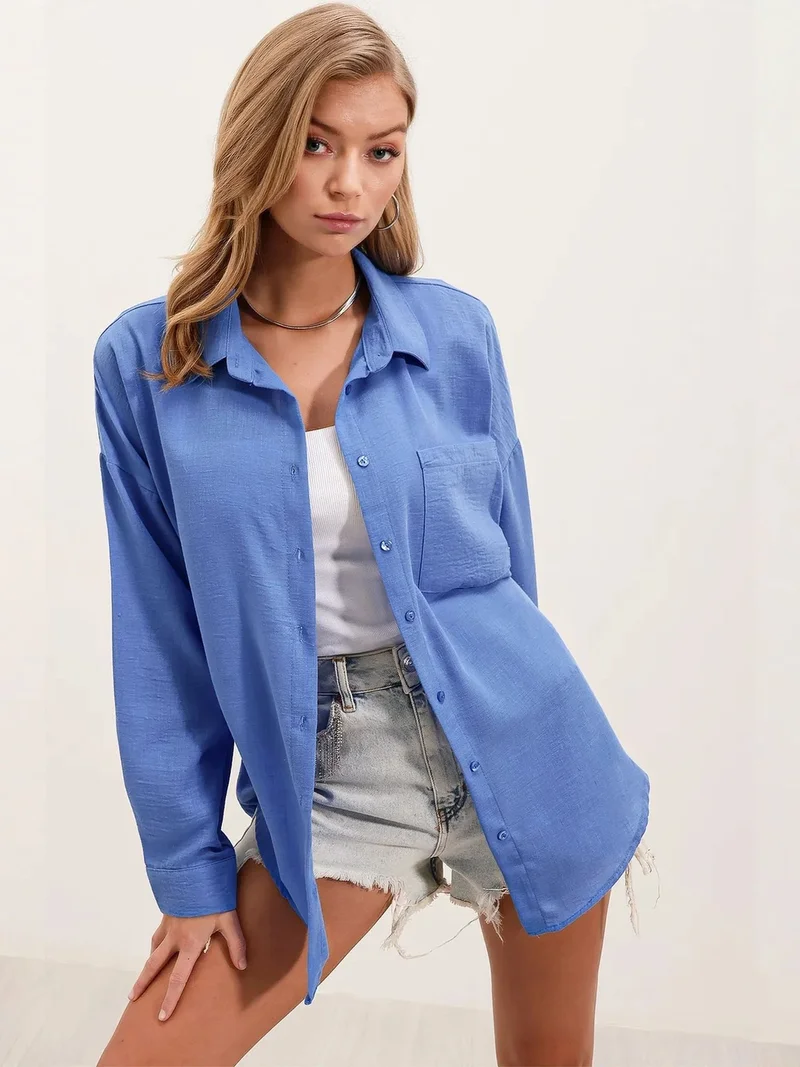 BDART Linen Blended Shirt with Button Closure