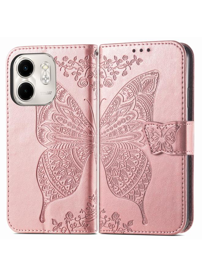 زبون جراب لهاتف Infinix Smart 9 مصنوع من الجلد المنقوش بنقشة زهور الفراشة - Image 2