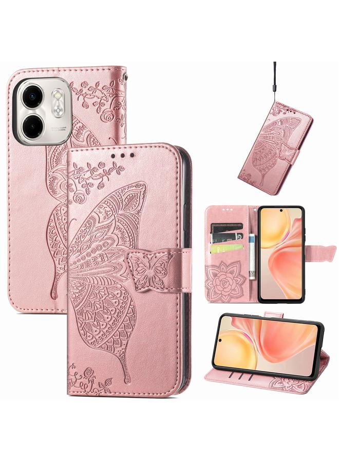 زبون جراب لهاتف Infinix Smart 9 مصنوع من الجلد المنقوش بنقشة زهور الفراشة - Image 1