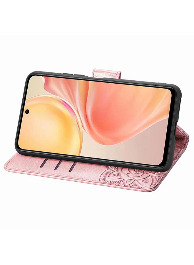 زبون جراب لهاتف Infinix Smart 9 مصنوع من الجلد المنقوش بنقشة زهور الفراشة - Image 4