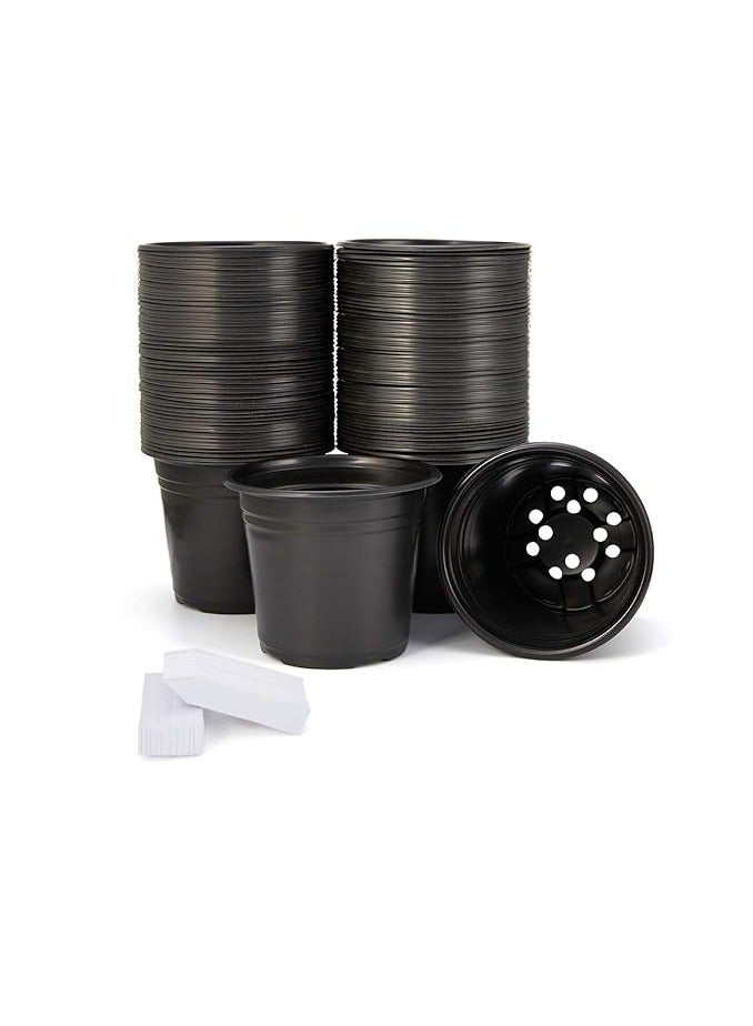JERIA 100-Pack 0.5 Gallon Plant Nursery Pots, Plastic Pots for Flower Seedling, Flower Plant Container Seed Starting Pot, Come with 100 Pcs Plant Labels