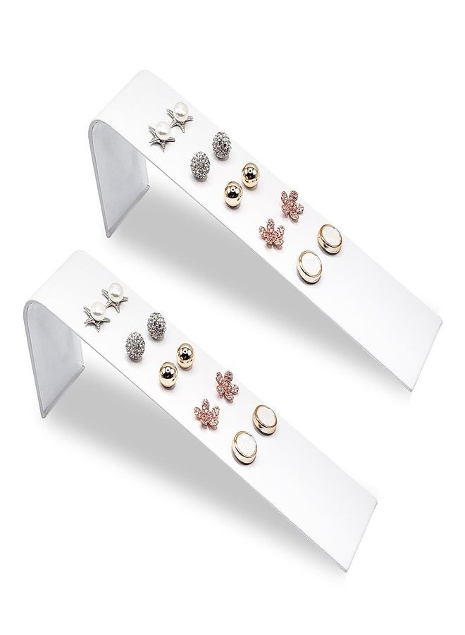 MOOCA 2 Pcs 5-Pair Metal with Faux Leather Adjustable Earring Display Stand, Jewelry Stud Holder Earring Organizer for Vendor, Showcase, White, 6 ¼L x 1 ?”W x 2H in - Image 1