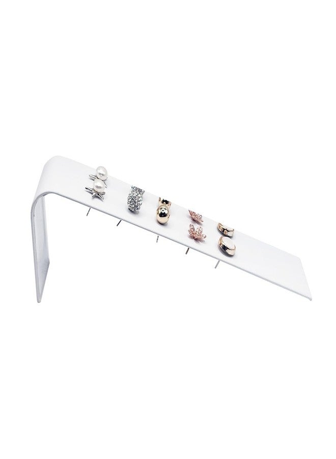 MOOCA 2 Pcs 5-Pair Metal with Faux Leather Adjustable Earring Display Stand, Jewelry Stud Holder Earring Organizer for Vendor, Showcase, White, 6 ¼L x 1 ?”W x 2H in - Image 5