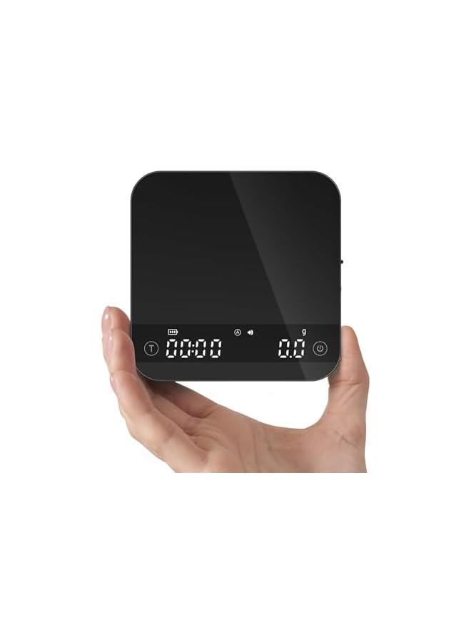 PROMASS ميزان قهوة ميني برومس مع توقيت تلقائي، ميزان إسبريسو قابل لإعادة الشحن مع مؤقت، ميزان دقيق 2 كجم/0.1 جرام للإسبريسو والقهوة المصفاة، ميزان حبوب القهوة محمول مع 4 أوضاع، أسود - Image 2