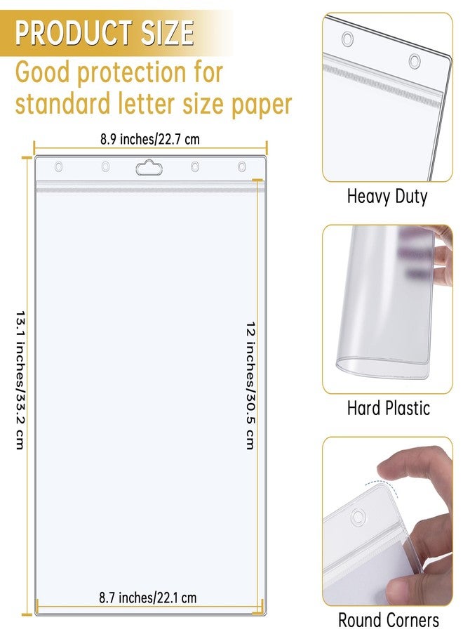 AKONEGE 6PCS Hard Sheet Protectors 8.5" x 11" Waterproof Resealable Zip Paper Page Protectors Clear Rigid Plastic Sleeves for Photos Certificate, Heavy Duty Document Holder Wall Sign Holder, Vertical - Image 3