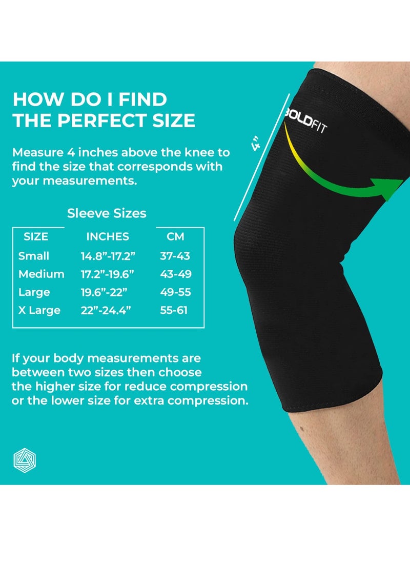 BOLDFIT Pack of 2 Knee Cap Support For Running and Gym Squats Medium Black  - Image 2