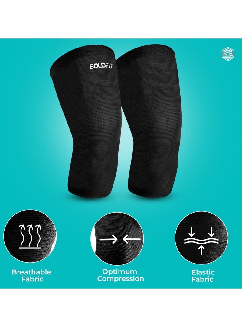 BOLDFIT Pack of 2 Knee Cap Support For Running and Gym Squats Medium Black  - Image 5