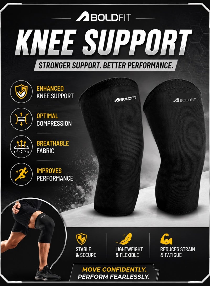 BOLDFIT Pack of 2 Knee Cap Support For Running and Gym Squats Medium Black - Image 1