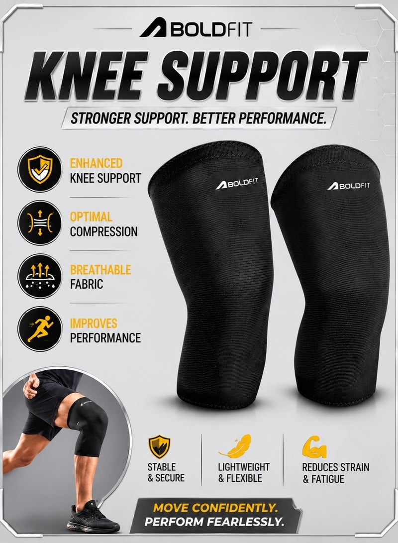 BOLDFIT Pack of 2 Knee Cap Support For Running and Gym Squats Medium Black - Image 1
