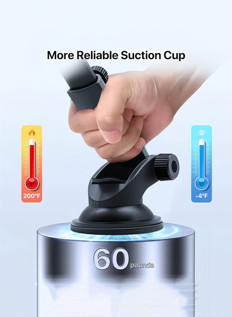 حامل كوب شفط للهاتف المحمول في السيارة، مناسب للتركيب على الزجاج الأمامي للسيارة أو لوحة القيادة، مشبك تلقائي لكوب شفط قوي - Image 4