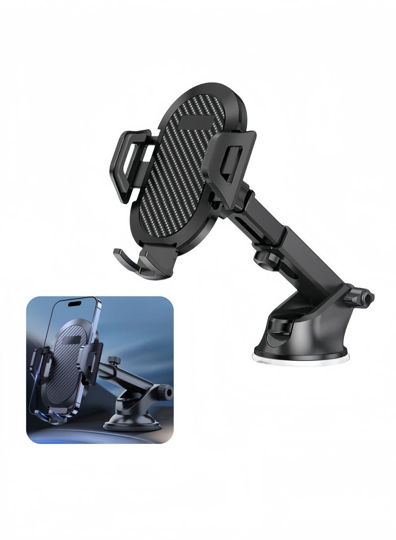 حامل كوب شفط للهاتف المحمول في السيارة، مناسب للتركيب على الزجاج الأمامي للسيارة أو لوحة القيادة، مشبك تلقائي لكوب شفط قوي - Image 1