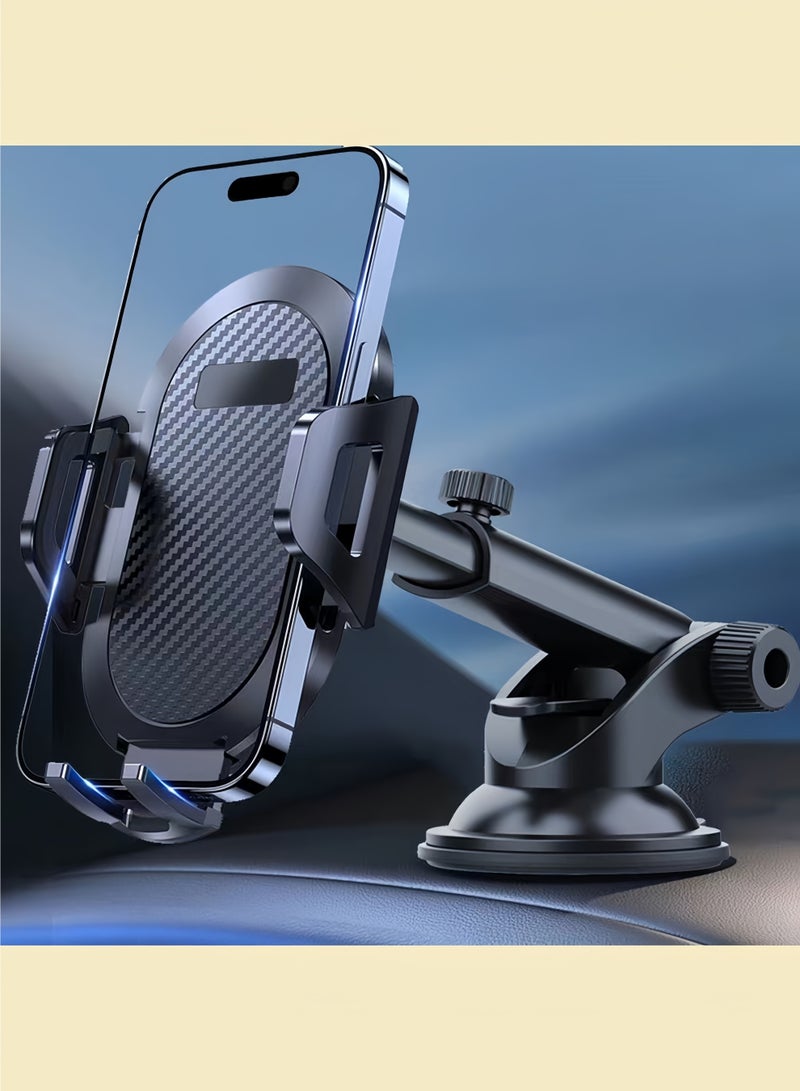 حامل كوب شفط للهاتف المحمول في السيارة، مناسب للتركيب على الزجاج الأمامي للسيارة أو لوحة القيادة، مشبك تلقائي لكوب شفط قوي - Image 2