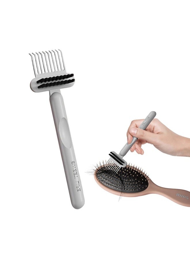 RHOS 2-in-1 Hair Brush Cleaning Tool - Comb and Brush Cleaner for Removing Hair, Dust from Home and Salon Use (1 Pack - Gray) - Image 1