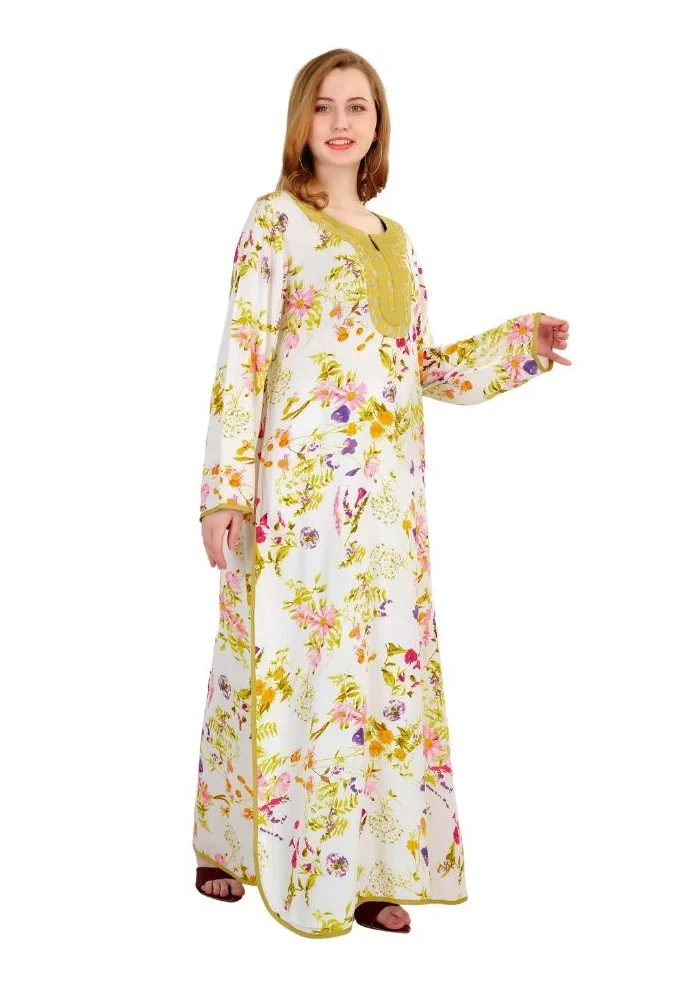 Artemea  PREMIUM DIGITAL PRINTED CRUSH EFFECT RAYON JALABIYA for Women | Best Price UAE
