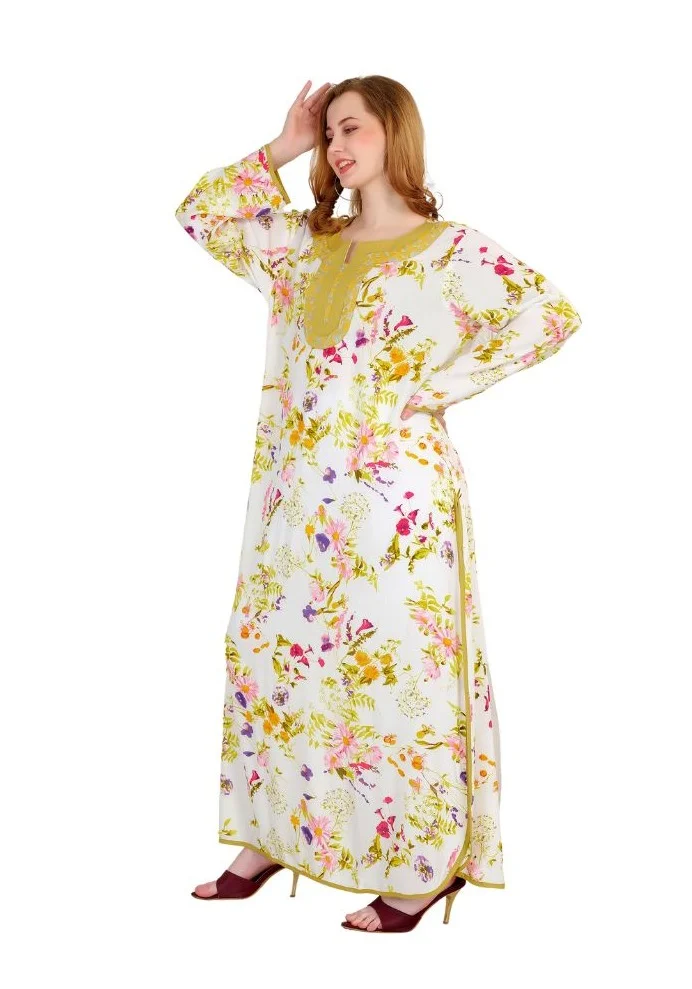 Artemea  PREMIUM DIGITAL PRINTED CRUSH EFFECT RAYON JALABIYA for Women | Best Price UAE
