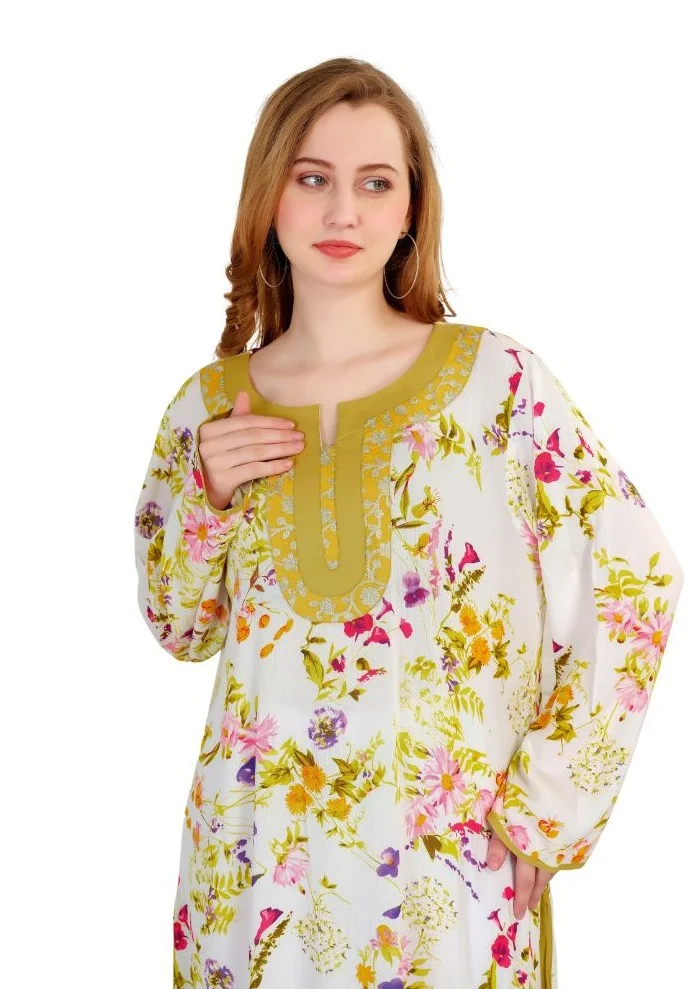 Artemea PREMIUM DIGITAL PRINTED CRUSH EFFECT RAYON JALABIYA