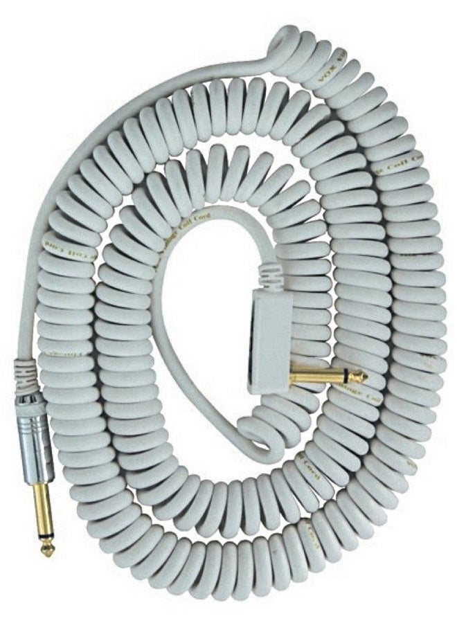 VCC090 White Coiled 1/4" Cable with Mesh Bag, 29.5'