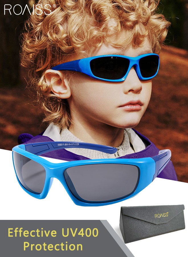 roaiss Kids Sports Polarized Sunglasses Outdoor Baseball Cycling Running Goggles UV400 Protection Glasses for Boys, Girls and Youth Blue - Image 1