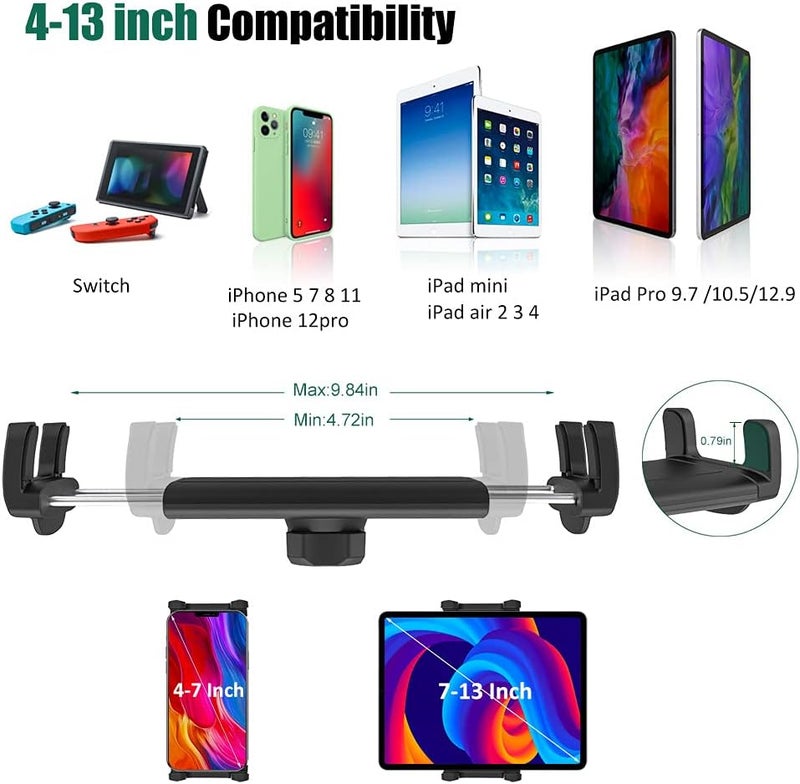 Cuxwill Car Headrest Tablet Mount Holder for 4-13'' Devices - Image 2