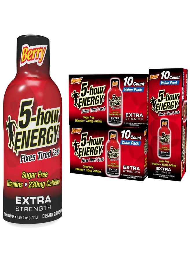 5-hour ENERGY مشروبات طاقة فائقة القوة تدوم 5 ساعات، بنكهة التوت، 30 مشروبًا، 1.93 أونصة سائلة، خالية من السكر، خالية من السعرات الحرارية، تحتوي على أحماض أمينية وفيتامينات ب الأساسية، مكمل غذائي، يمنحك شعورًا باليقظة والنشاط، 230 ملغ كافيين - Image 1