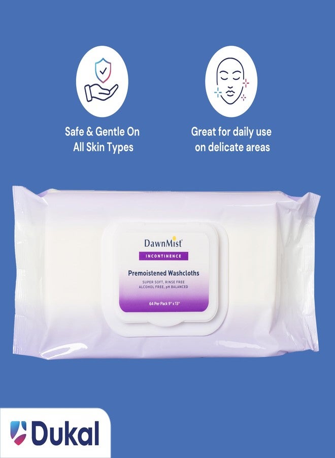 DawnMist Dukal DawnMist Washcloths, Pack of 1 (64 per Pack) - 9" x 13" Disposable Pre-Moistened Wipes, Soft & Durable Cloth for Personal Care, Alcohol-Free, Hypoallergenic - Image 4