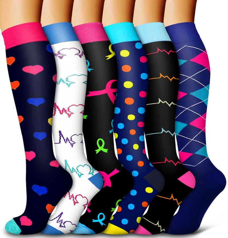 Bluemaple 6 Pack Copper Compression Socks for Women and Men Circulation-Best Support for Medical, Running,Nursing,Athletic - Image 1