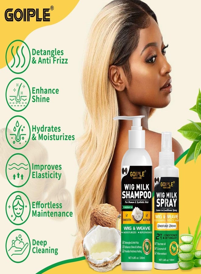 Goiple Wig Shampoo for Synthetic Wigs & Wig Milk Spray for Synthetic Hair, Detangle and Anti-Frizz, Hydrates & Moisturizes Synthetic Wig Shampoo, Conditioner＆Detangler 2 in 1 Moisturize Spray Detangler Brush - Image 4