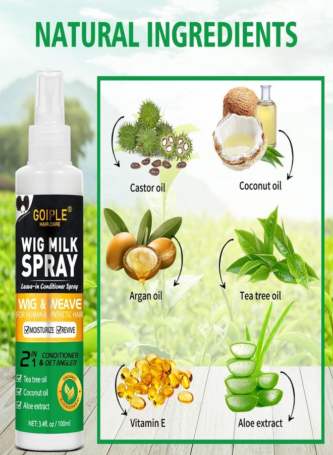 Goiple Wig Shampoo for Synthetic Wigs & Wig Milk Spray for Synthetic Hair, Detangle and Anti-Frizz, Hydrates & Moisturizes Synthetic Wig Shampoo, Conditioner＆Detangler 2 in 1 Moisturize Spray Detangler Brush - Image 3