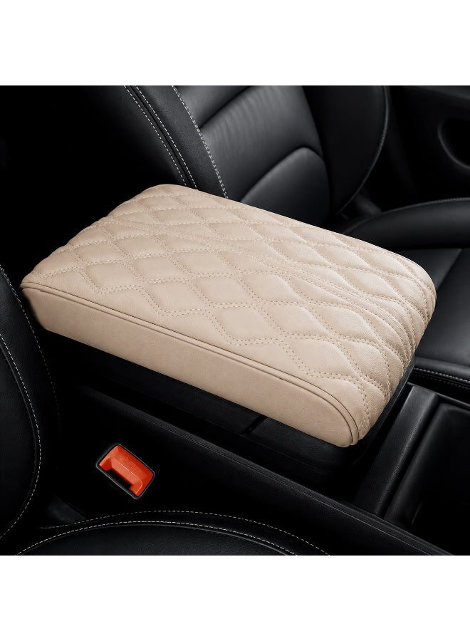 Car Center Armrest Cushion Beige Comfortable Support Pad for Enhanced Driving Comfort - Image 1