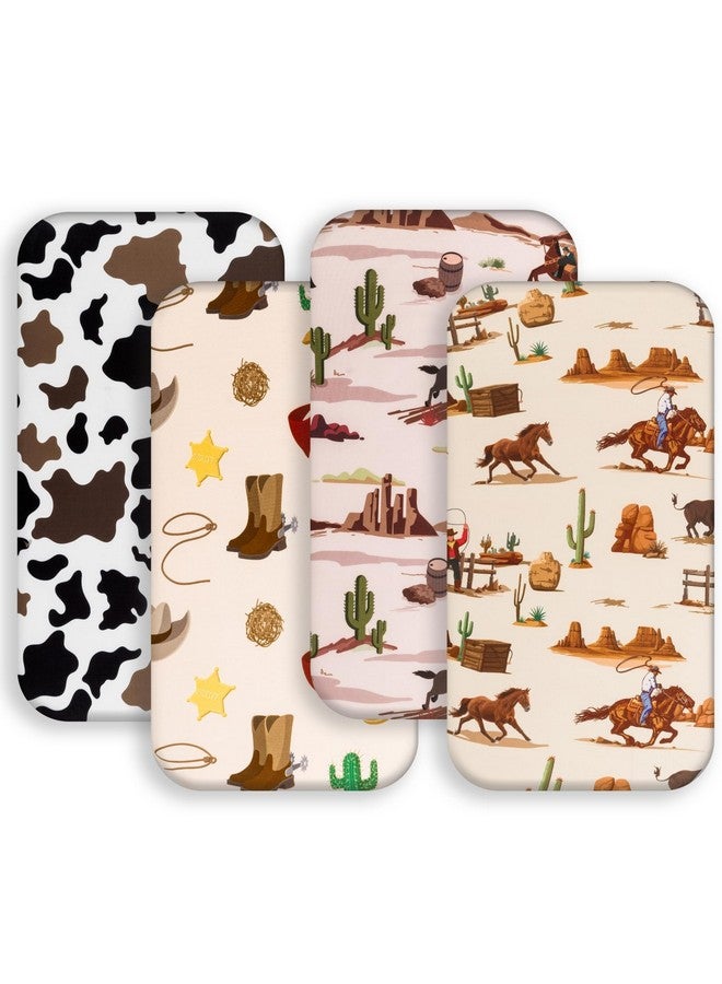 FIGEPO 4 Pack Western Cowboy Crib Sheets Neutral Breathable Fitted Baby Sheets Nursery Sheets for Baby Boys or Girls (Bassinet Sheet) - Image 1