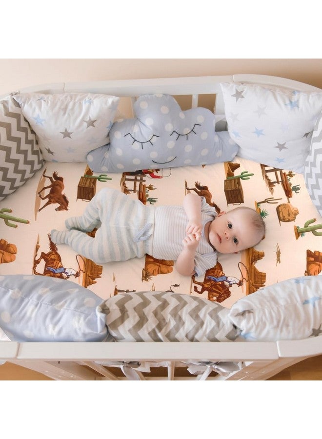 FIGEPO 4 Pack Western Cowboy Crib Sheets Neutral Breathable Fitted Baby Sheets Nursery Sheets for Baby Boys or Girls (Bassinet Sheet) - Image 5