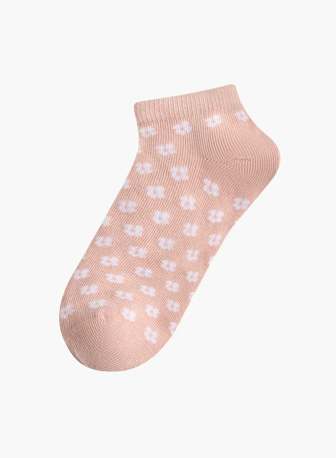 ليتل ميسي Girls Floral Print Ankle Length Socks - Set of 5