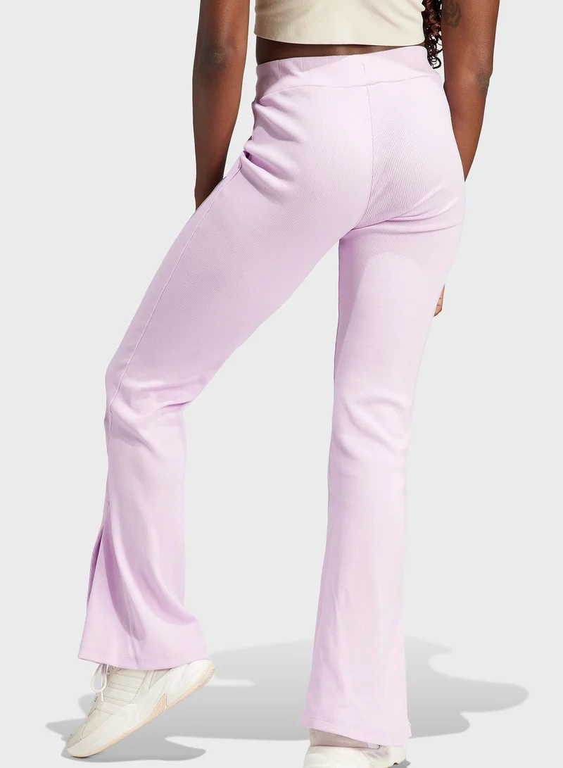 Adidas Lounge Ribbed Flared-Leg Joggers