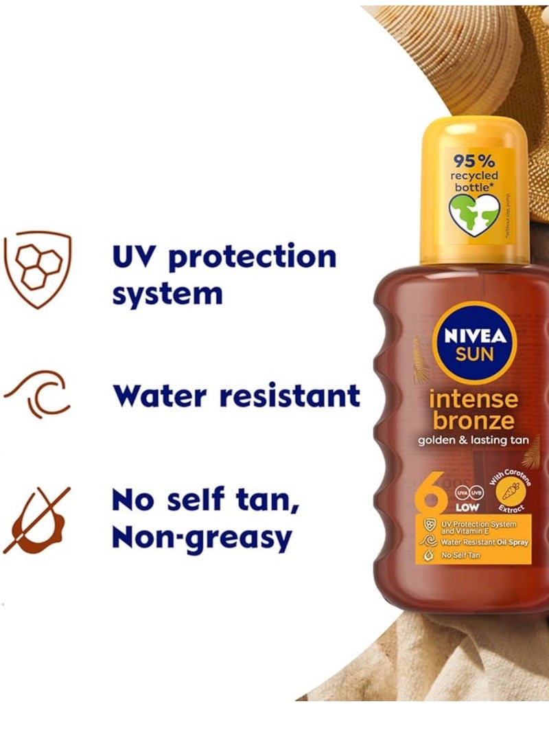 NIVEA SUN Tanning Oil Spray, Carotene, Vitamin E & Jojoba Oil, SPF 6, 200ml - Image 3