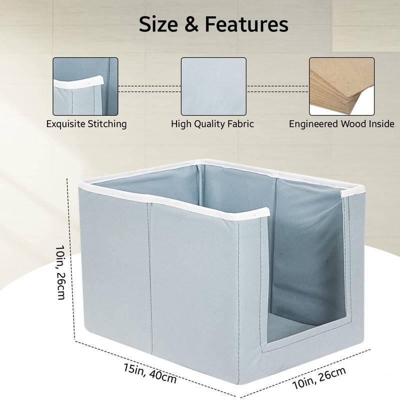 Just Mart Stackable Shirt Stacker Storage Bins Closet Organizers Foldable Storage BoxesShelf Organizer Shelves Basket Storage Bin For Organizing Clothing Toys Pack of 4 Grey - Image 4