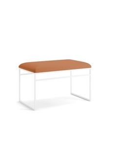 INDIDECOR INDIDECOR 64202 Hallway Bench Entryway Bench for Home and Office Brown Faux Leather Cushion White Metal Frame Suitable for Living RoomBedroomOffice 100 cm x 46 cm x 39 cm 