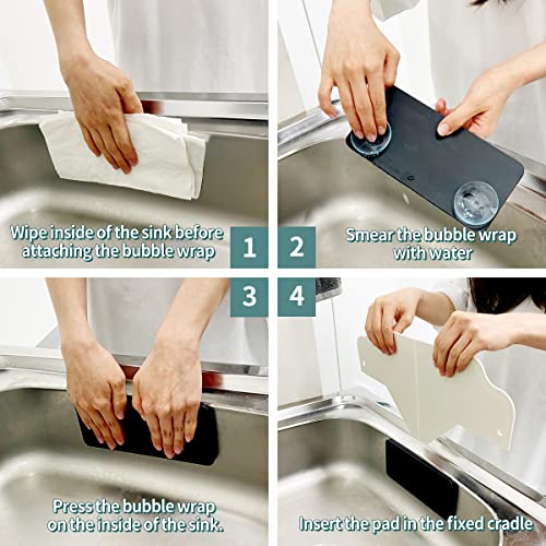 Michelle N Logan Sink Splash Guard – Foldable Kitchen Sink Splash Guard – Premium Extra-Large Splash Guard for Sink – Adjustable Height with Suction Cups – Durable PP Material - Large Size - Image 3