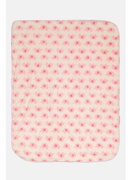 Rene Rofe Toddlers Girl 1 Pieces Allover Pattern Washcloths Blanket, Pink/Beige Combo  - Image 1