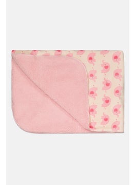 Rene Rofe Toddlers Girl 1 Pieces Allover Pattern Washcloths Blanket, Pink/Beige Combo  - Image 3