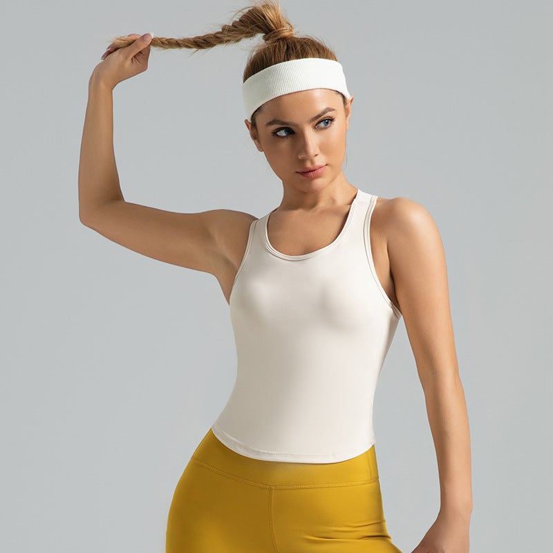 Generic Seamless Peach Yoga Tank Top Anti-Glare Ivory White 