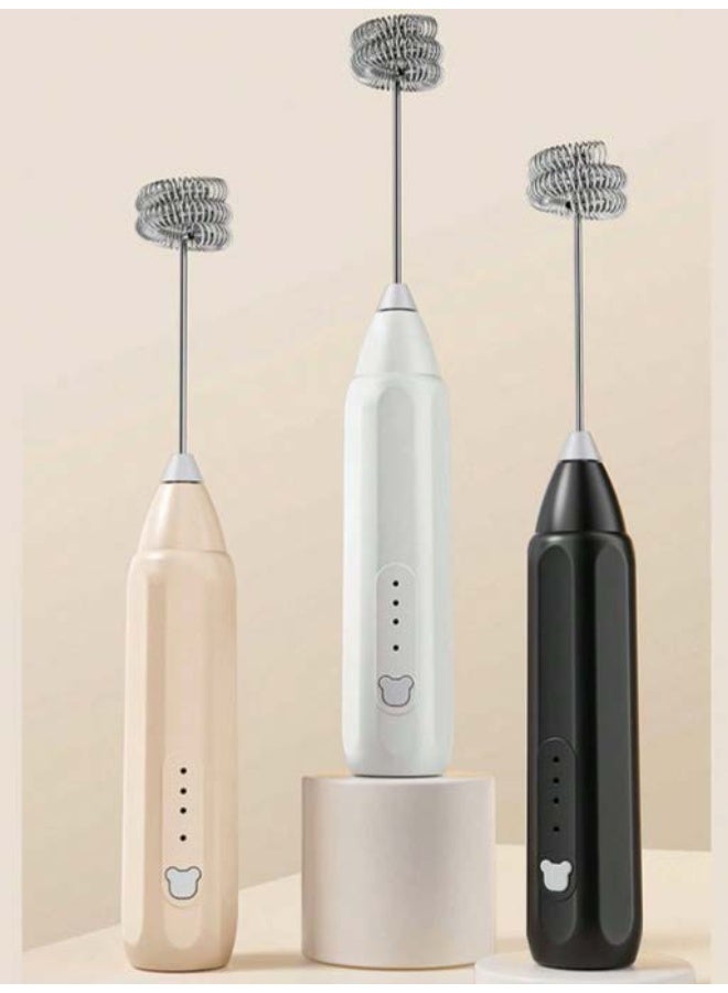 Rechargeable electric milk frother, milk foam maker, beverage mixer with stainless steel whisks, with 4-level adjustable speed - Image 1